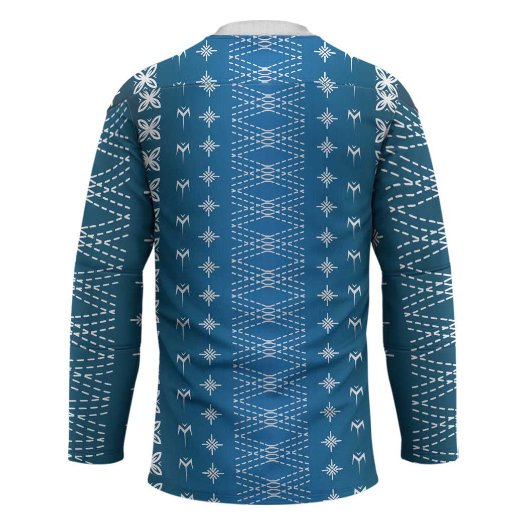 Blue Samoa Malu Tattoo Inspired Hockey Jersey LT05 - Polynesian Pride