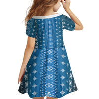 Blue Samoa Malu Tattoo Inspired Kid Short Sleeve Dress LT05 - Polynesian Pride