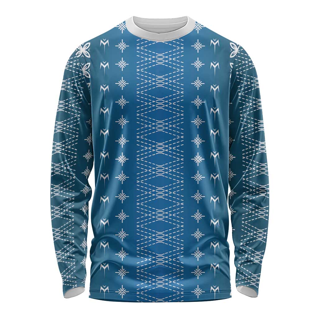Blue Samoa Malu Tattoo Inspired Long Sleeve Shirt LT05 Unisex Blue - Polynesian Pride