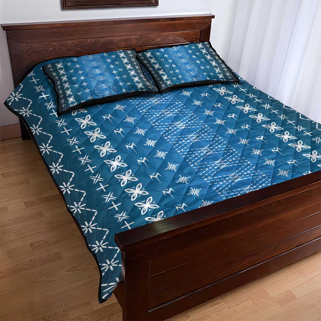 Blue Samoa Malu Tattoo Inspired Quilt Bed Set LT05 - Polynesian Pride