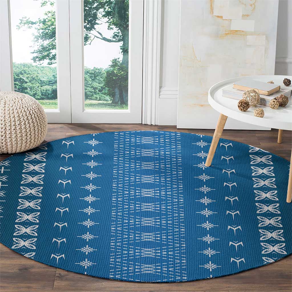 Blue Samoa Malu Tattoo Inspired Round Carpet LT05 - Polynesian Pride
