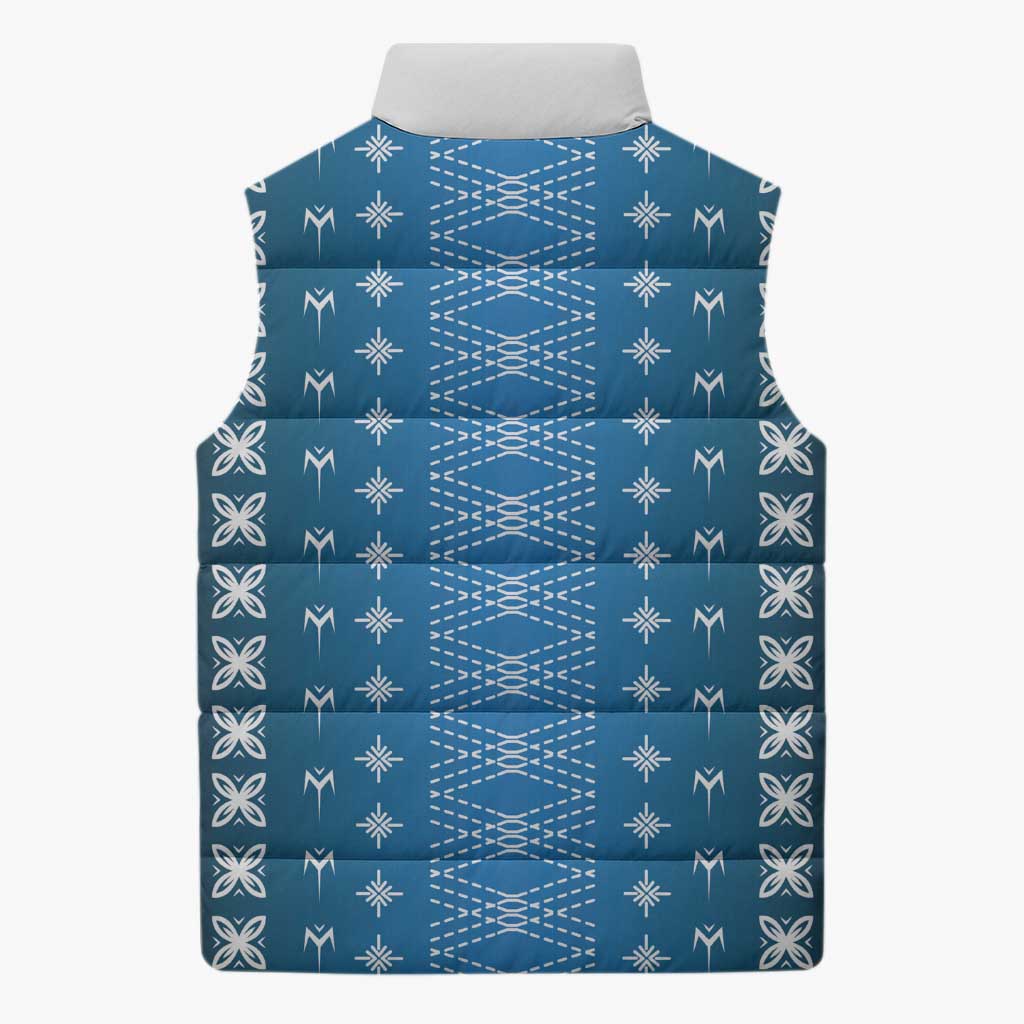 Blue Samoa Malu Tattoo Inspired Sleeveless Puffer Jacket LT05 - Polynesian Pride
