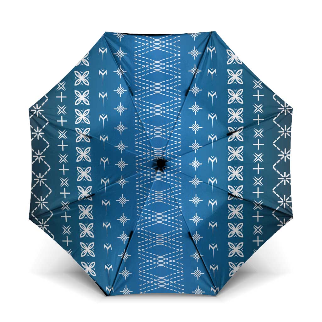 Blue Samoa Malu Tattoo Inspired Umbrella LT05 One Size Folded 11.42 inch Opened Diameter 37.4 inch Blue - Polynesian Pride