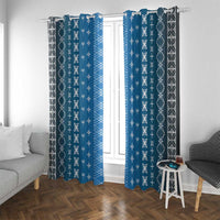 Blue Samoa Malu Tattoo Inspired Window Curtain LT05 With Grommets Blue - Polynesian Pride