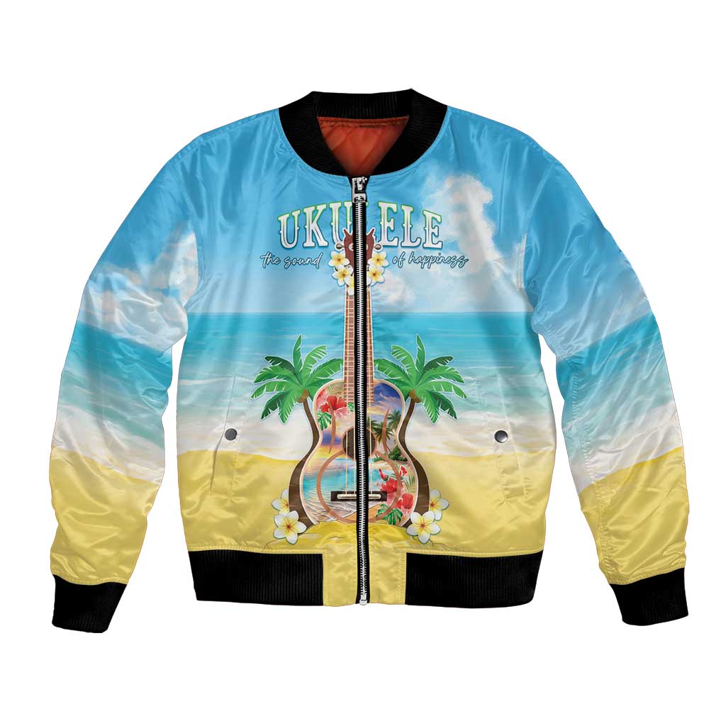Hawaiian Ukulele Bomber Jacket Sound Of Happiness LT05 Unisex Colorful - Polynesian Pride