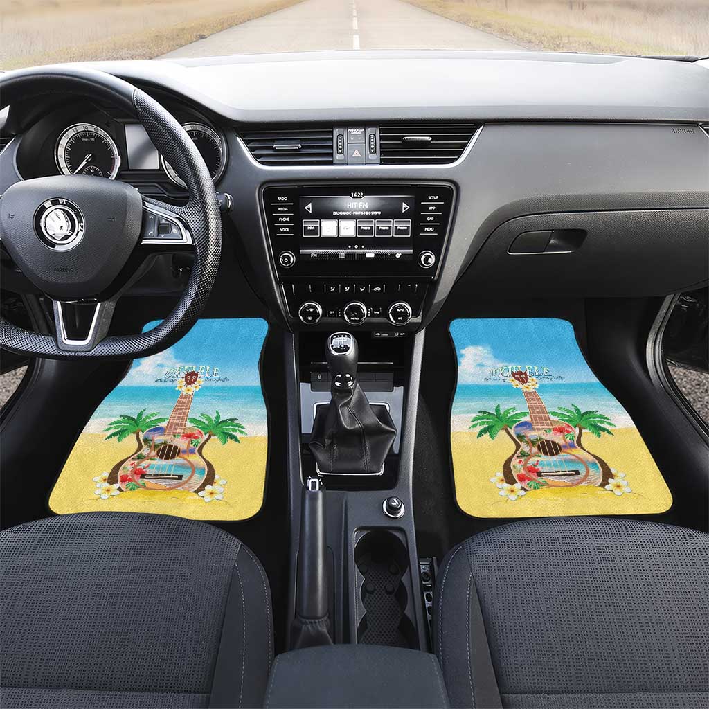 Hawaiian Ukulele Car Mats Sound Of Happiness LT05 Set 2pcs - Front Colorful - Polynesian Pride