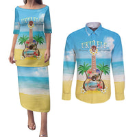 Hawaiian Ukulele Couples Matching Puletasi and Long Sleeve Button Shirt Sound Of Happiness LT05 Colorful - Polynesian Pride