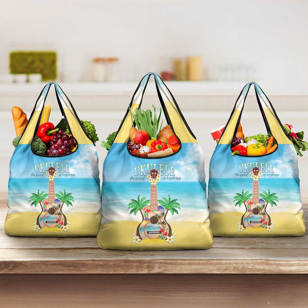 Hawaiian Ukulele Grocery Bag Sound Of Happiness LT05 3-pack One Size Colorful - Polynesian Pride