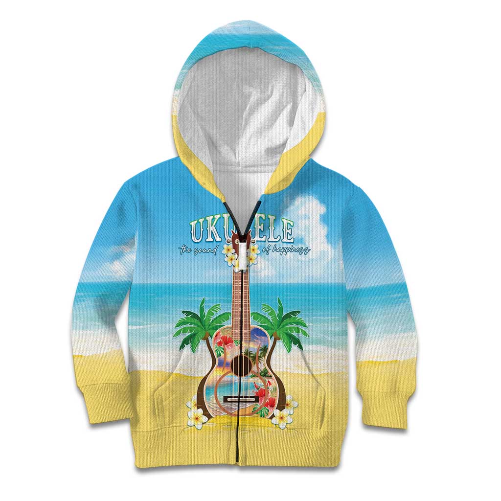 Hawaiian Ukulele Kid Hoodie Sound Of Happiness LT05 Zip Hoodie Colorful - Polynesian Pride