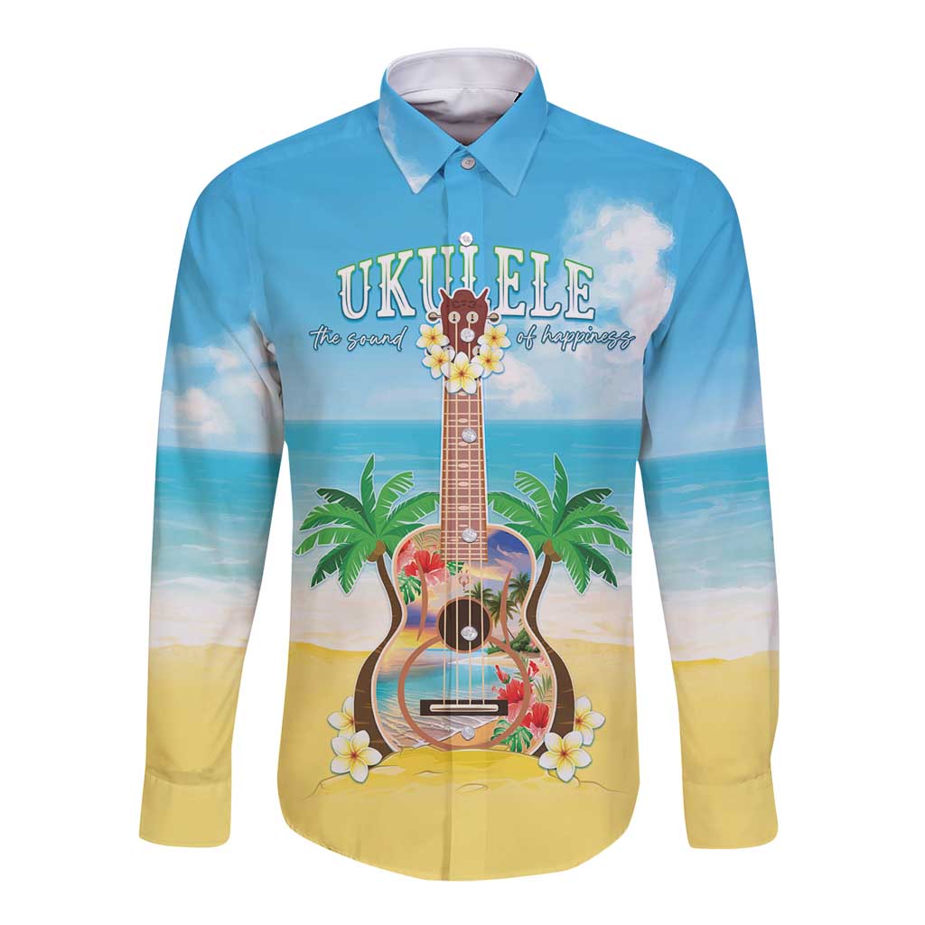 Hawaiian Ukulele Long Sleeve Button Shirt Sound Of Happiness LT05 Unisex Colorful - Polynesian Pride