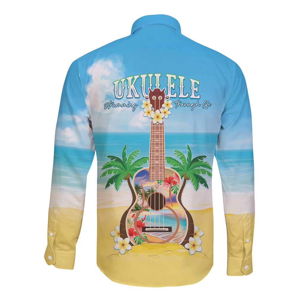 Hawaiian Ukulele Long Sleeve Button Shirt Sound Of Happiness LT05 - Polynesian Pride