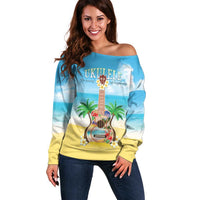 Hawaiian Ukulele Off Shoulder Sweater Sound Of Happiness LT05 Women Colorful - Polynesian Pride