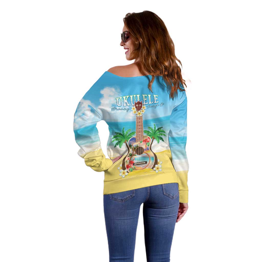 Hawaiian Ukulele Off Shoulder Sweater Sound Of Happiness LT05 - Polynesian Pride
