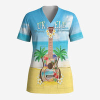 Hawaiian Ukulele Scrub Top Sound Of Happiness LT05 Adult Colorful - Polynesian Pride