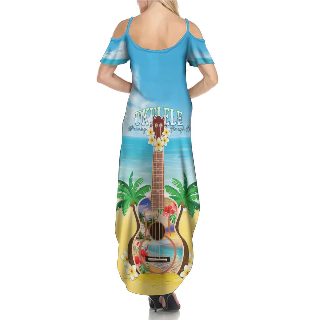 Hawaiian Ukulele Summer Maxi Dress Sound Of Happiness LT05 - Polynesian Pride