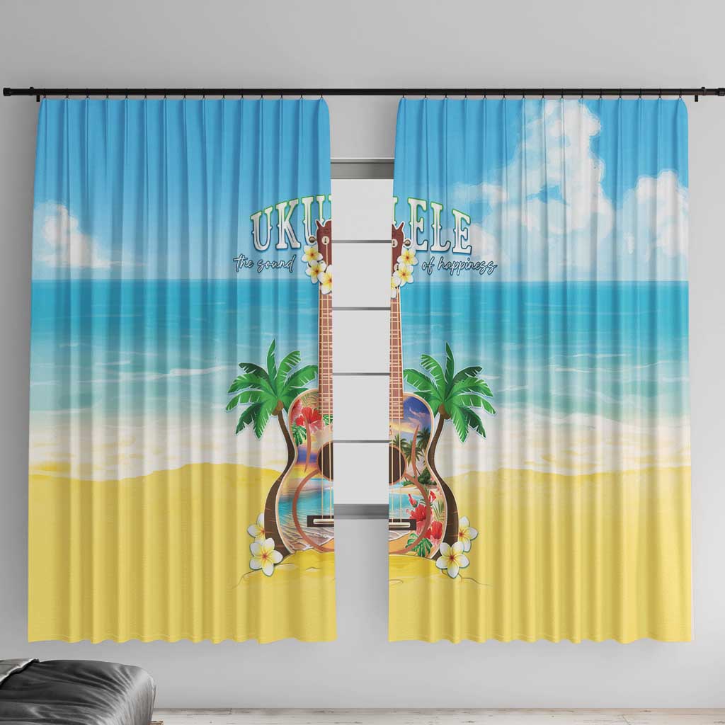 Hawaiian Ukulele Window Curtain Sound Of Happiness LT05 With Hooks Colorful - Polynesian Pride