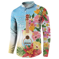 National Ukulele Day Button Sweatshirt Tropical Vibe LT05 - Polynesian Pride