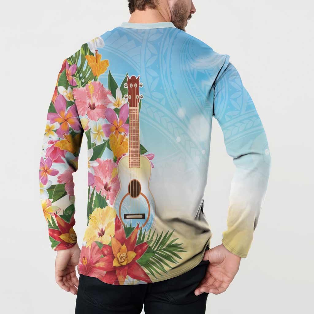 National Ukulele Day Button Sweatshirt Tropical Vibe LT05 - Polynesian Pride