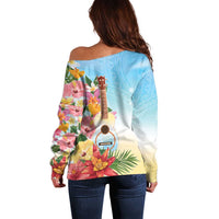 National Ukulele Day Off Shoulder Sweater Tropical Vibe LT05 - Polynesian Pride
