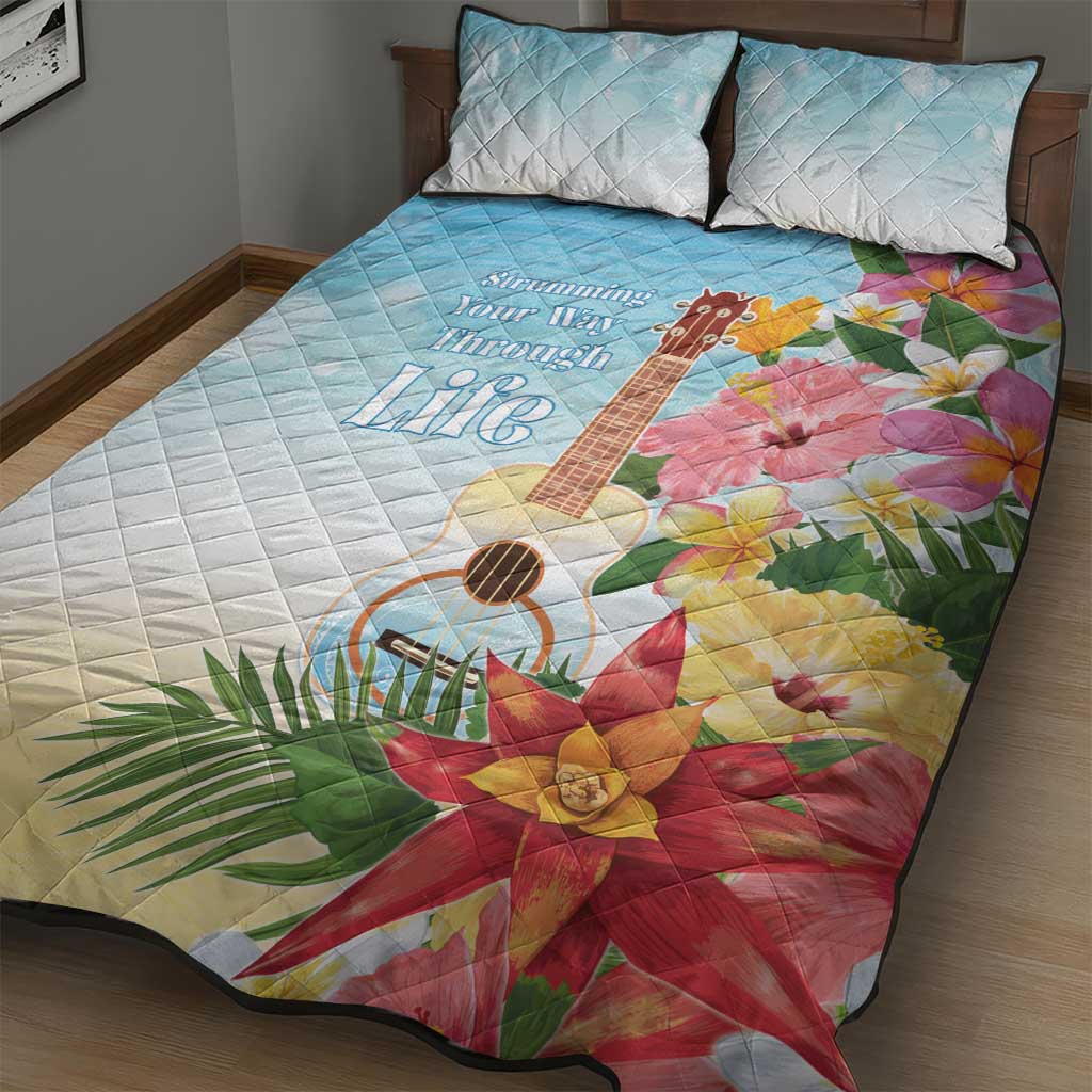 National Ukulele Day Quilt Bed Set Tropical Vibe LT05 - Polynesian Pride