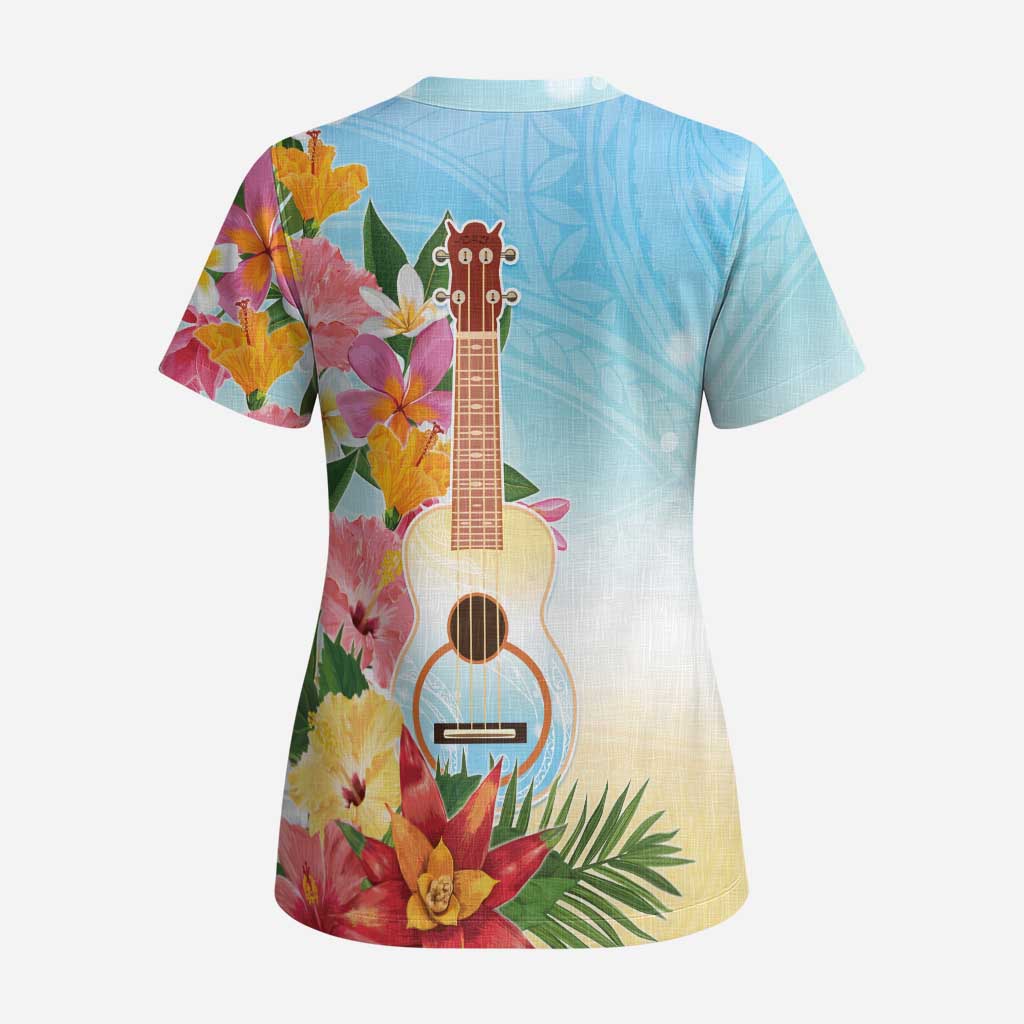 National Ukulele Day Scrub Top Tropical Vibe LT05 - Polynesian Pride