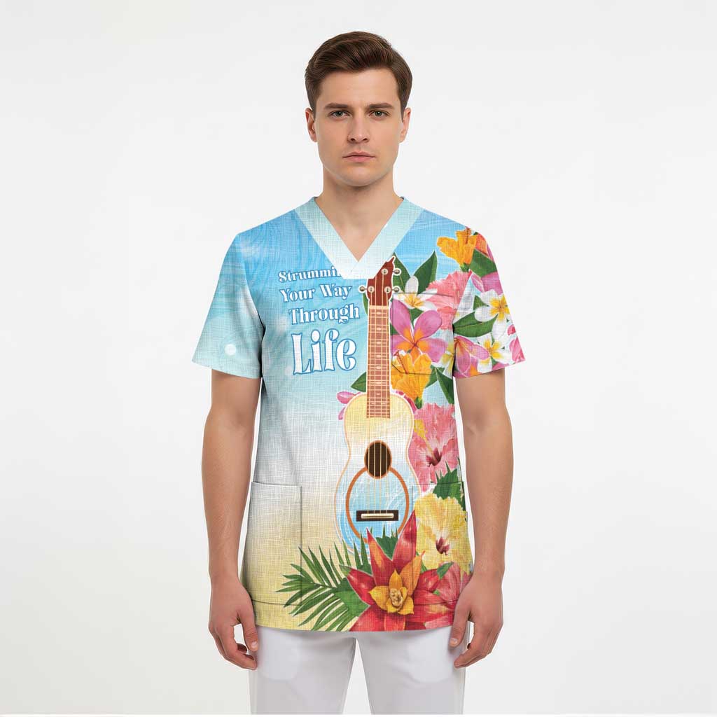 National Ukulele Day Scrub Top Tropical Vibe LT05 - Polynesian Pride