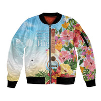 National Ukulele Day Sleeve Zip Bomber Jacket Tropical Vibe LT05 Unisex Colorful - Polynesian Pride