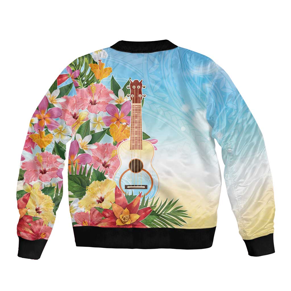 National Ukulele Day Sleeve Zip Bomber Jacket Tropical Vibe LT05 - Polynesian Pride