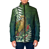 New Zealand Kea Bird Padded Jacket With Maori Koru Fern LT05 Men Green - Polynesian Pride