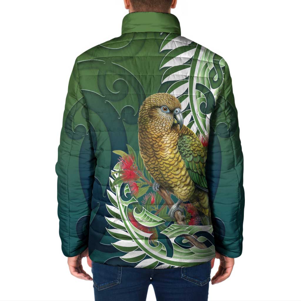 New Zealand Kea Bird Padded Jacket With Maori Koru Fern LT05 - Polynesian Pride