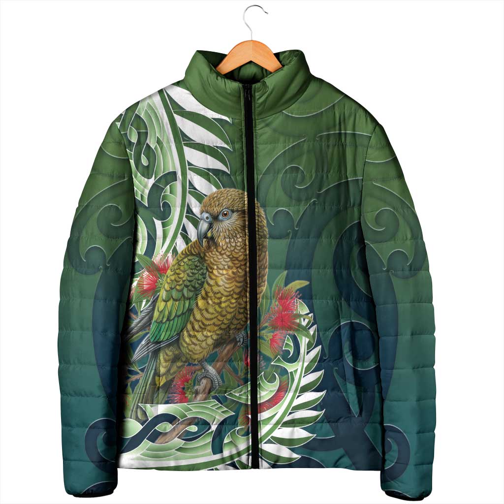New Zealand Kea Bird Padded Jacket With Maori Koru Fern LT05 - Polynesian Pride