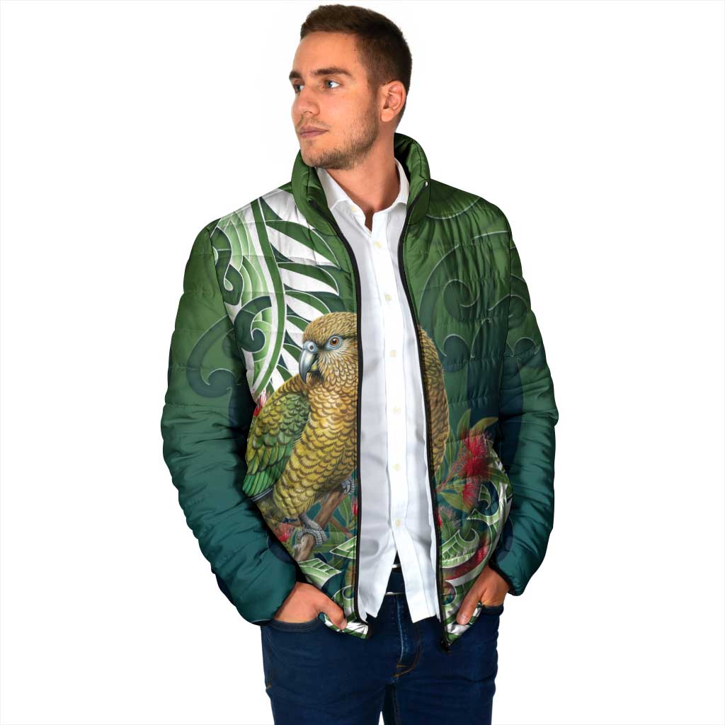 New Zealand Kea Bird Padded Jacket With Maori Koru Fern LT05 - Polynesian Pride