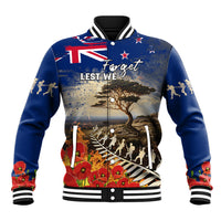 New Zealand ANZAC Day Baseball Jacket The Lonesome Pine With Soldier Fern LT05 Unisex Blue - Polynesian Pride