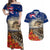 New Zealand ANZAC Day Couples Matching Off Shoulder Maxi Dress and Hawaiian Shirt The Lonesome Pine With Soldier Fern LT05 Blue - Polynesian Pride