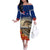 New Zealand ANZAC Day Off The Shoulder Long Sleeve Dress The Lonesome Pine With Soldier Fern LT05 Women Blue - Polynesian Pride