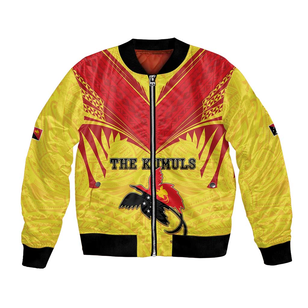 Papua New Guinea Rugby Custom Bomber Jacket Kumuls Heritage LT05 Unisex Yellow - Polynesian Pride
