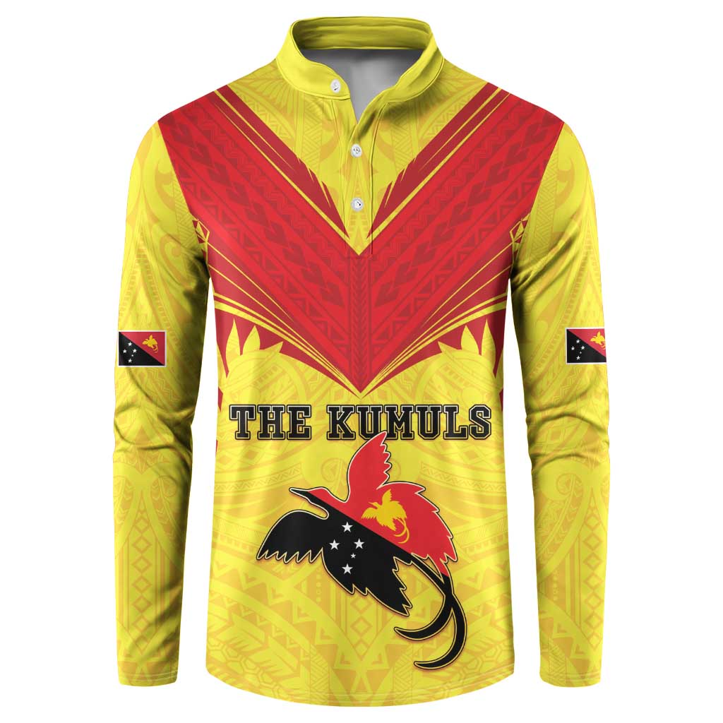 Papua New Guinea Rugby Custom Button Sweatshirt Kumuls Heritage LT05 Yellow - Polynesian Pride