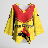 Papua New Guinea Rugby Custom Kimono Sleeve Blouse Kumuls Heritage LT05 Female Yellow - Polynesian Pride