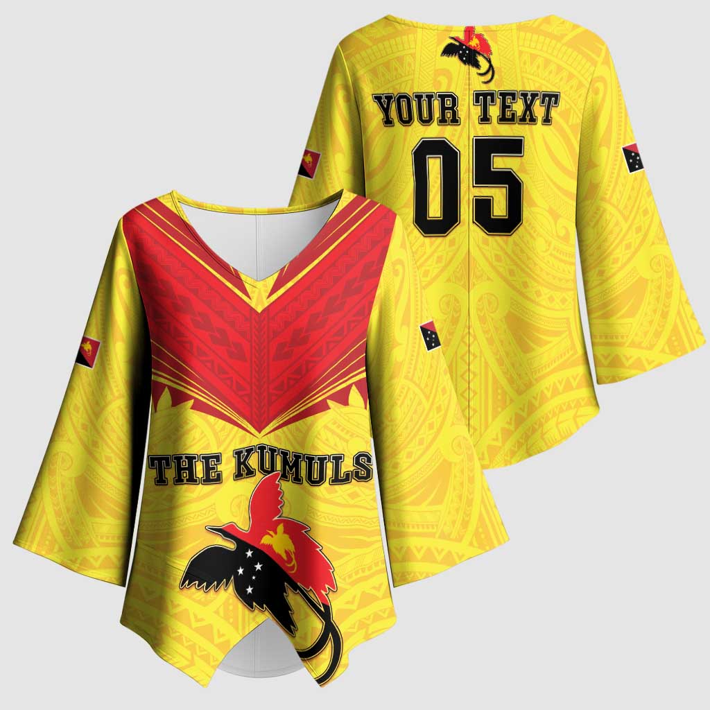 Papua New Guinea Rugby Custom Kimono Sleeve Blouse Kumuls Heritage LT05 - Polynesian Pride