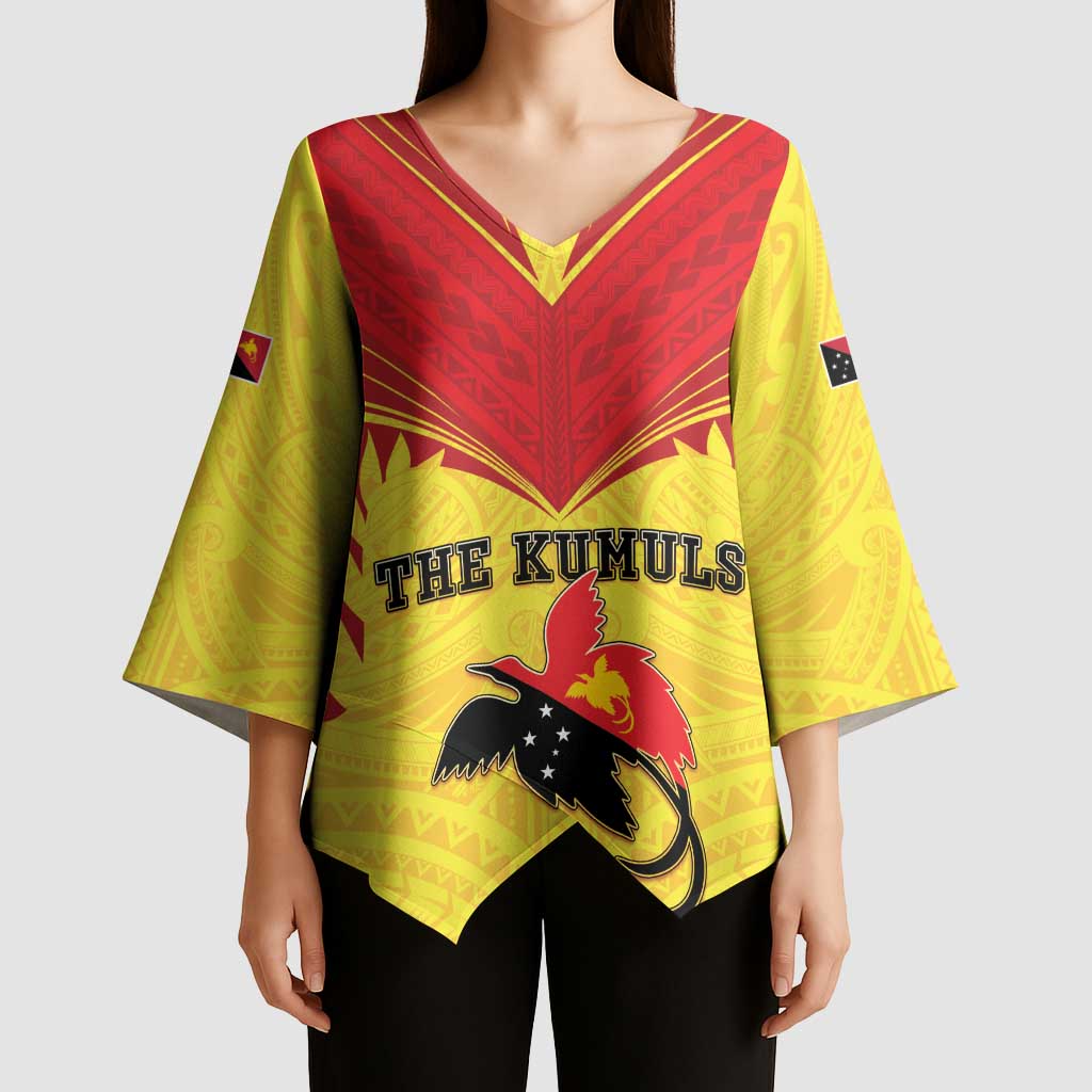 Papua New Guinea Rugby Custom Kimono Sleeve Blouse Kumuls Heritage LT05 - Polynesian Pride