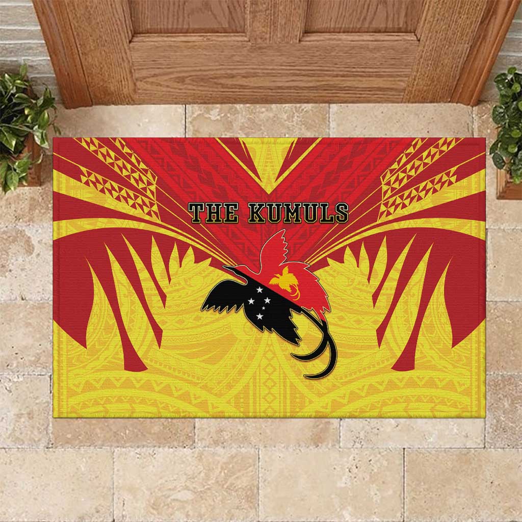 Papua New Guinea Rugby Rubber Doormat Kumuls Heritage LT05 Yellow - Polynesian Pride