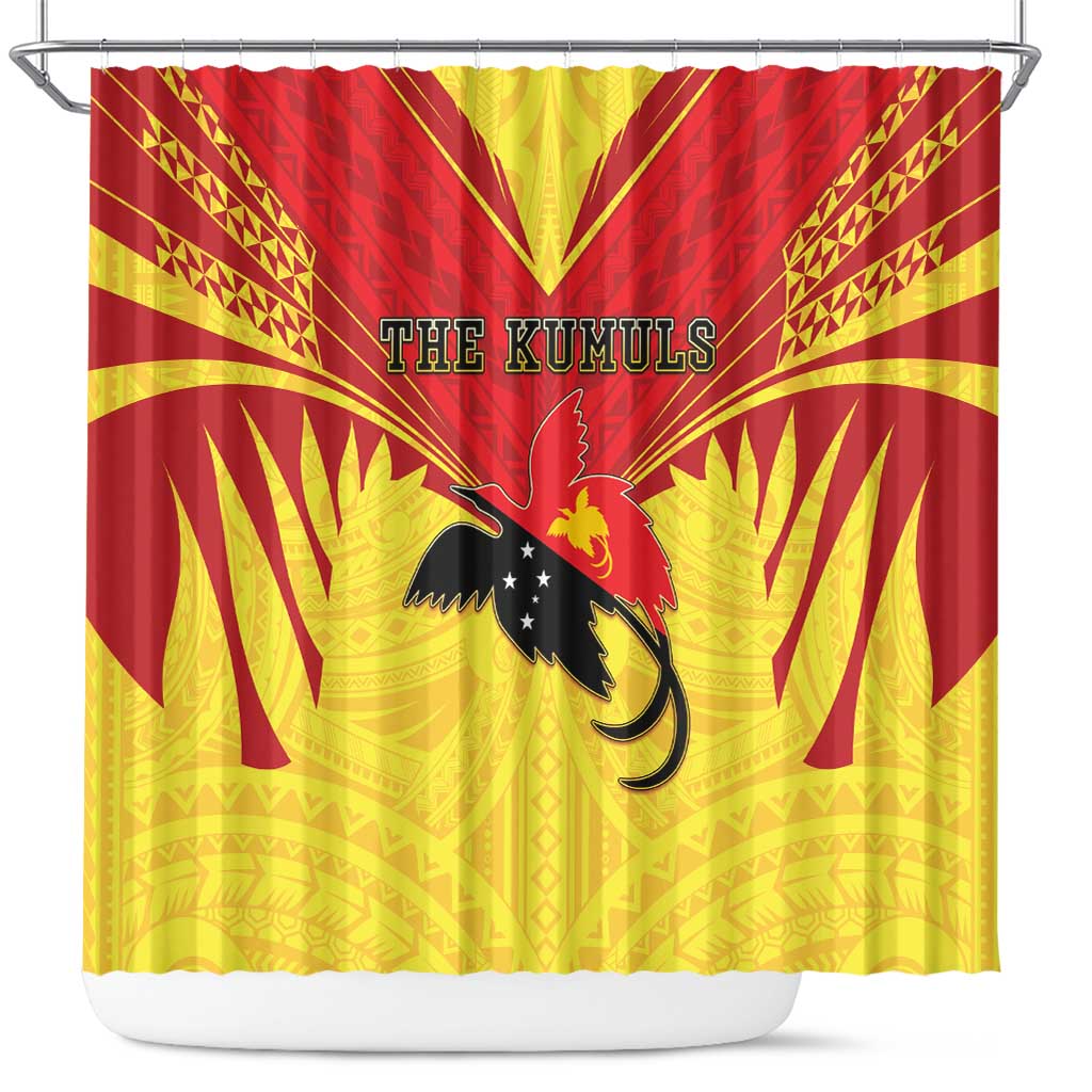 Papua New Guinea Rugby Shower Curtain Kumuls Heritage LT05 Yellow - Polynesian Pride
