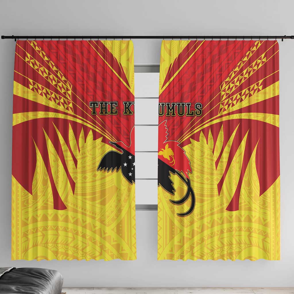 Papua New Guinea Rugby Window Curtain Kumuls Heritage LT05 With Hooks Yellow - Polynesian Pride