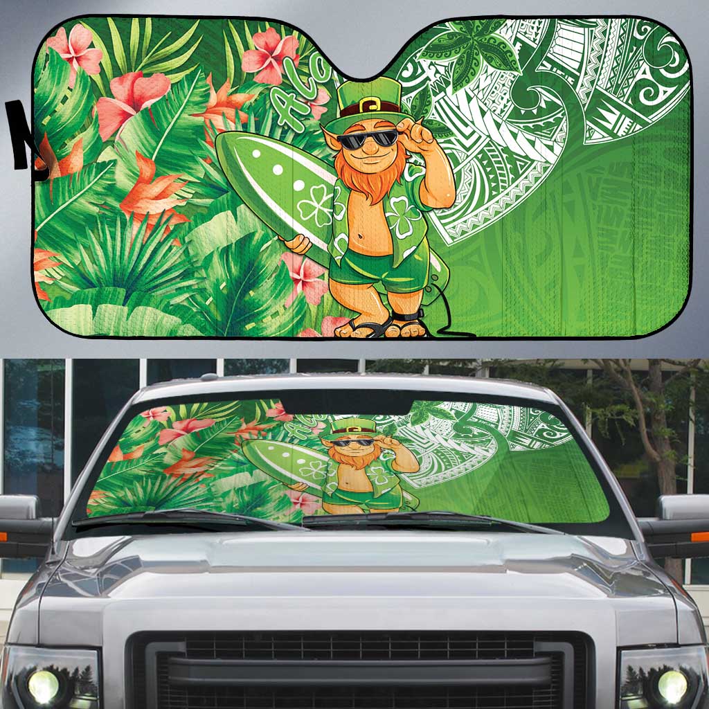 Aloha Hawaii St Patrick's Day Auto Sun Shade Polynesian Style LT05 Green - Polynesian Pride