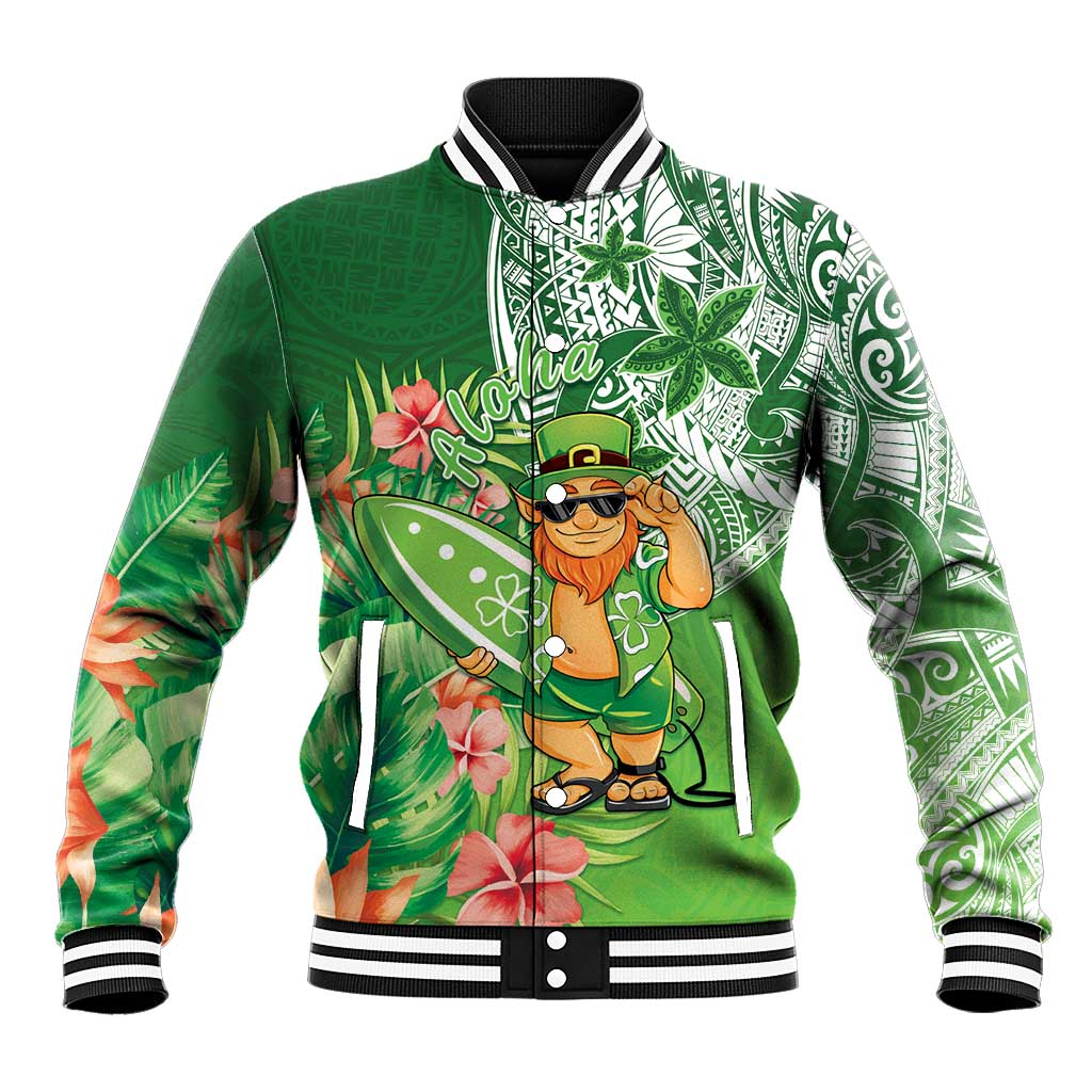 Aloha Hawaii St Patrick's Day Baseball Jacket Polynesian Style LT05 Unisex Green - Polynesian Pride