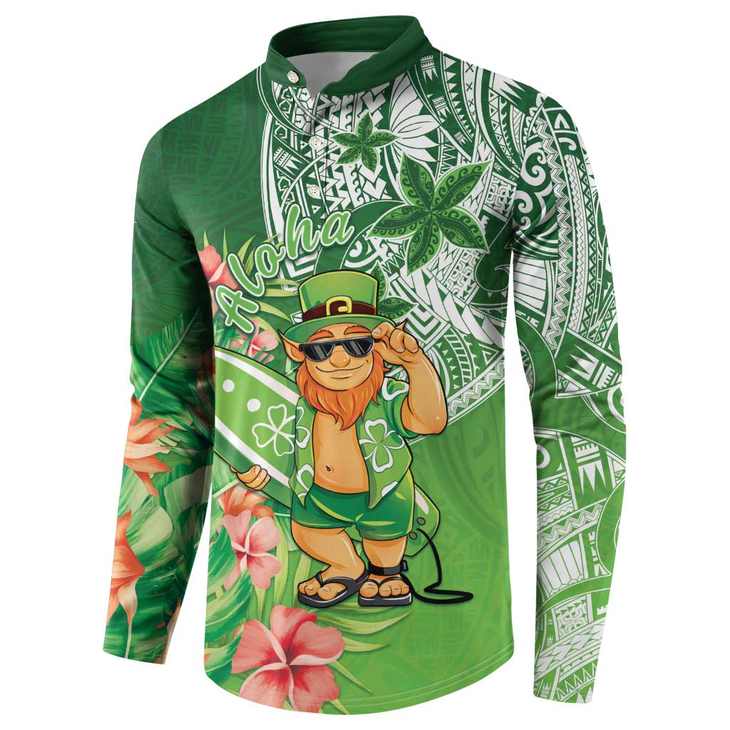 Aloha Hawaii St Patrick's Day Button Sweatshirt Polynesian Style LT05 - Polynesian Pride