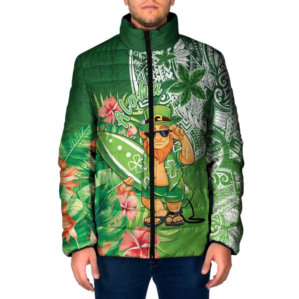 Aloha Hawaii St Patrick's Day Padded Jacket Polynesian Style LT05 Men Green - Polynesian Pride
