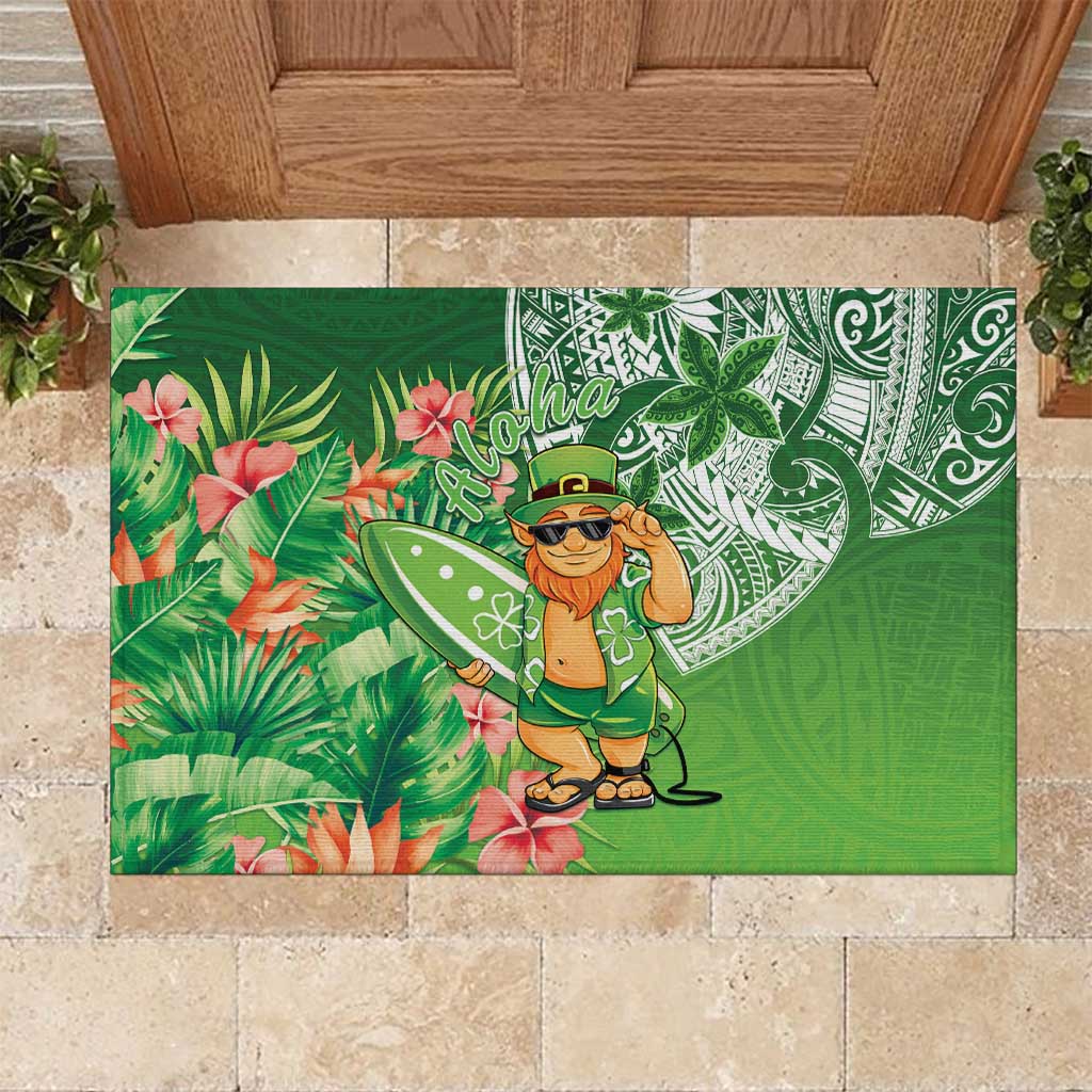 Aloha Hawaii St Patrick's Day Rubber Doormat Polynesian Style LT05 Green - Polynesian Pride