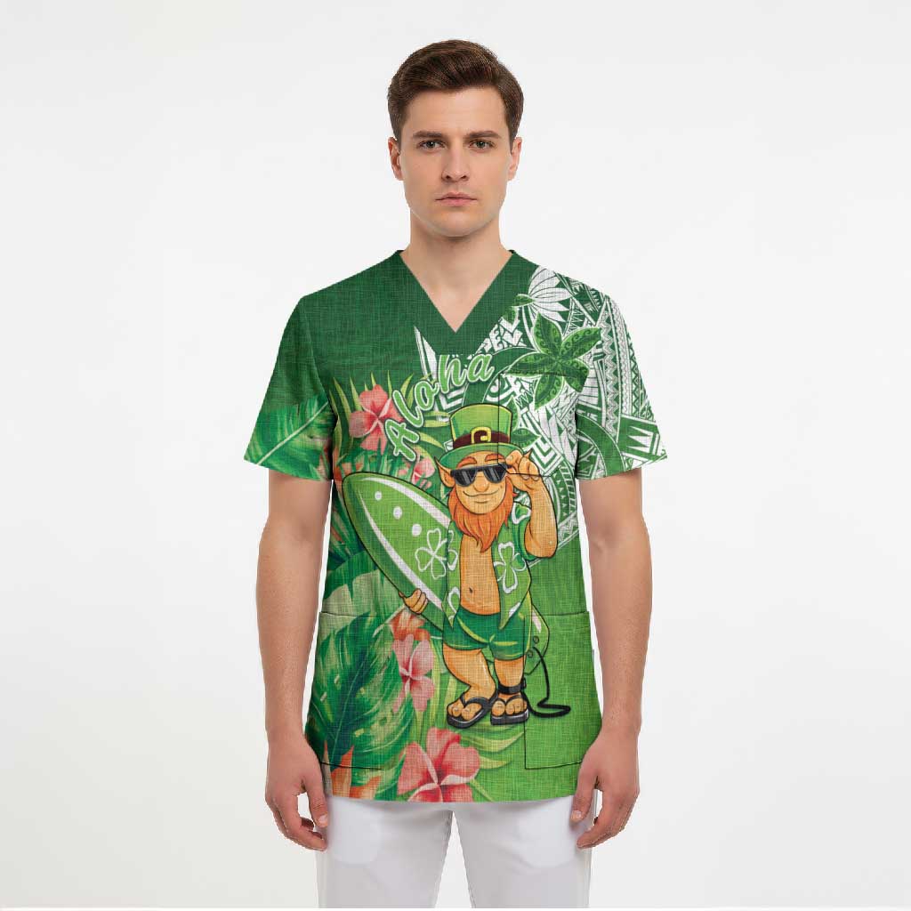 Aloha Hawaii St Patrick's Day Scrub Top Polynesian Style LT05 - Polynesian Pride