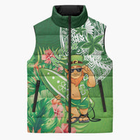 Aloha Hawaii St Patrick's Day Sleeveless Puffer Jacket Polynesian Style LT05 Unisex Green - Polynesian Pride